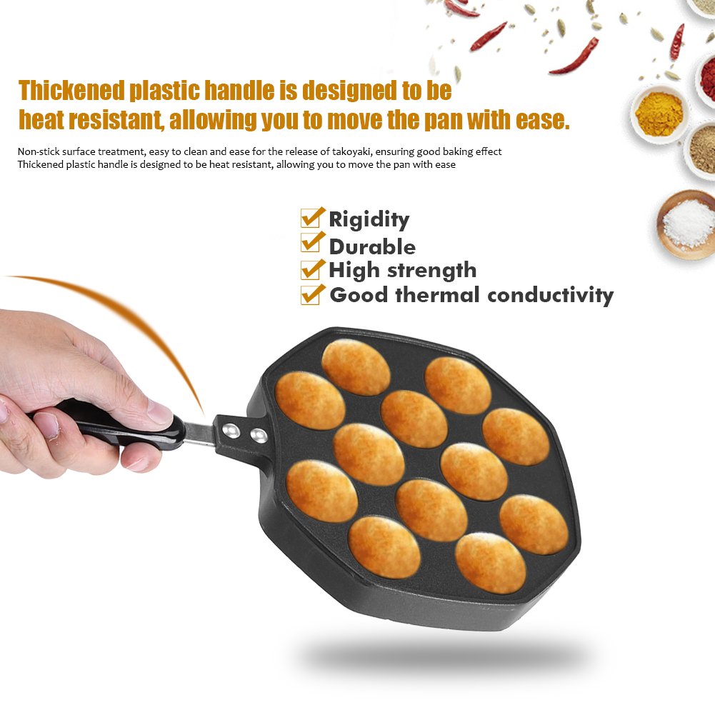 Asixx Takoyaki Pan 12 Vertiefungen Aluminium Antihaft-Beschichtung