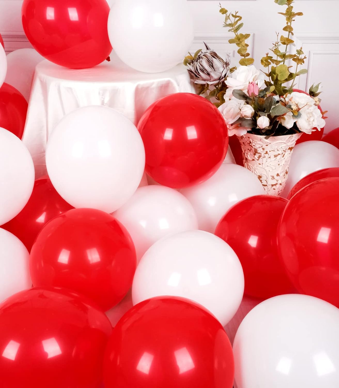 Red and White Balloons Set 60PCS