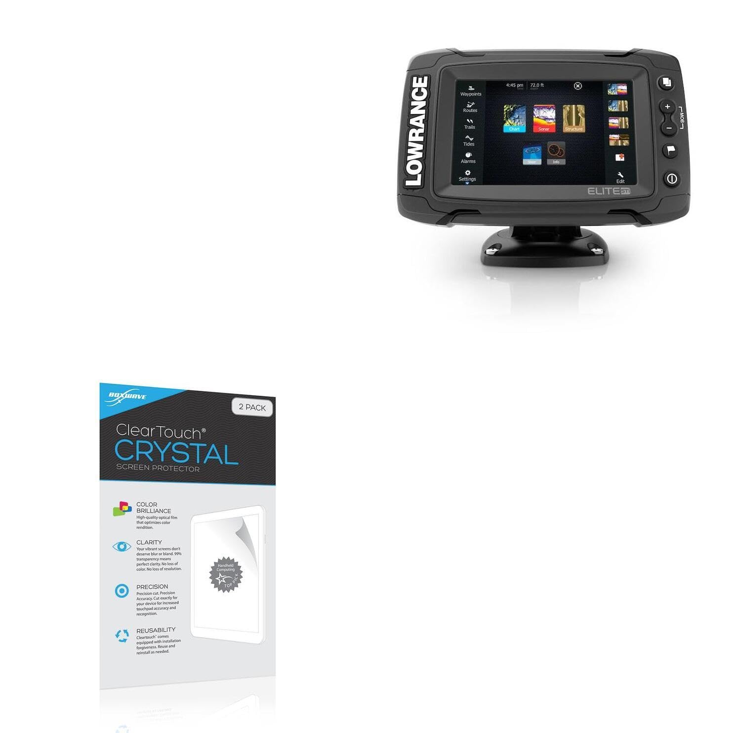 BoxWave Screen Protector Compatible with Lowrance Elite-5 Ti - ClearTouch Crystal (2-Pack), HD Film Skin - Shields from Scratches