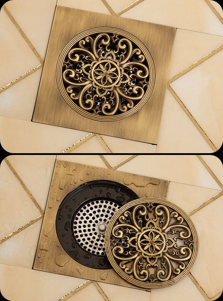 B Backline Brass Floor Drainer Bathroom Floor Water Drainer Bathroom Drain Grating with Anti-Foul Cockroach Trap 6 X 6 Inches (Antique Finish 9) (B0BL2WHZQ8) Amazon Price History, Amazon Price Tracker