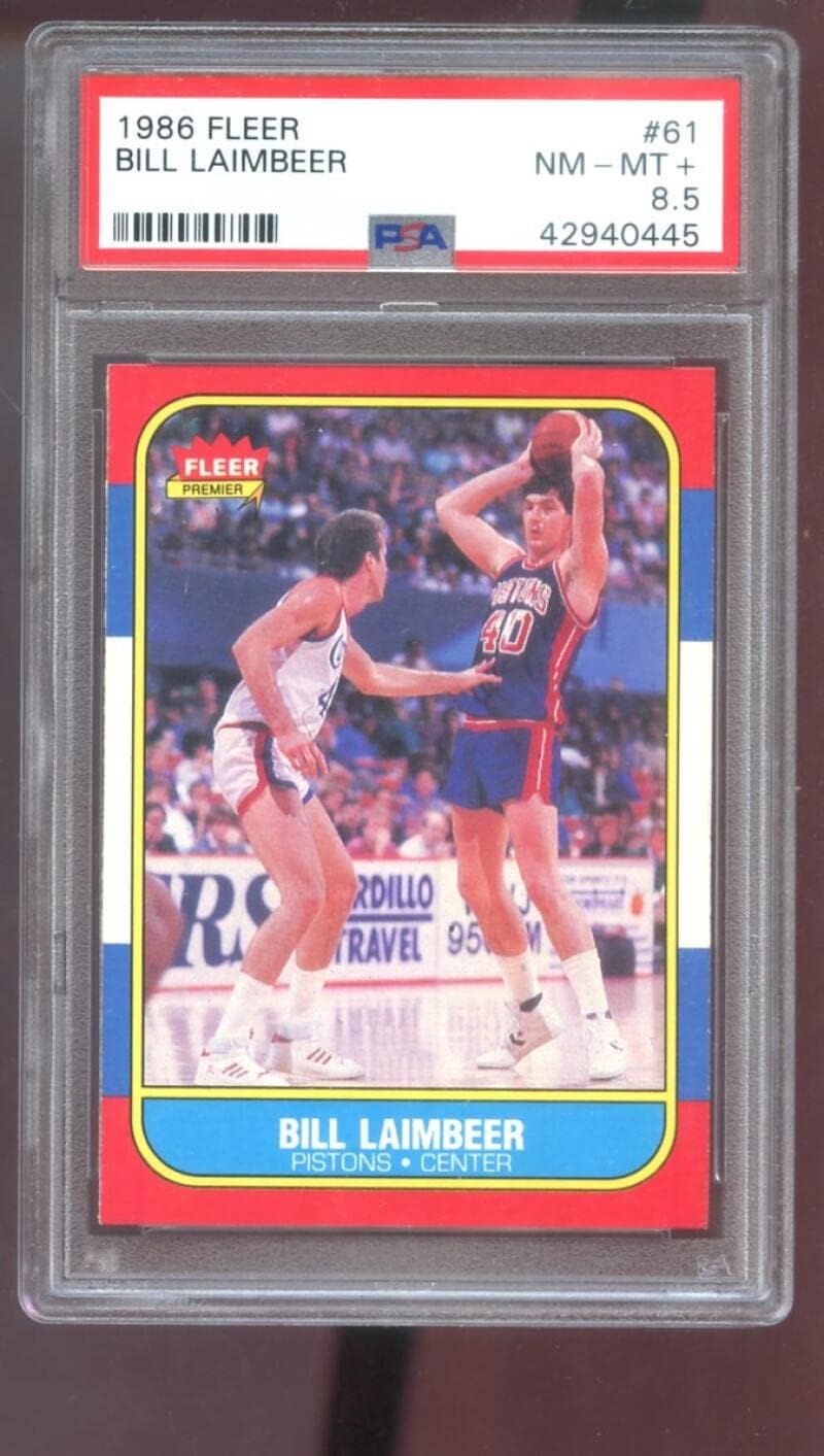 1986-87 Fleer #61 Bill Laimbeer PSA 8.5 Graded Basketball Card NBA 86-87 1986 1987 Detroit Pistons