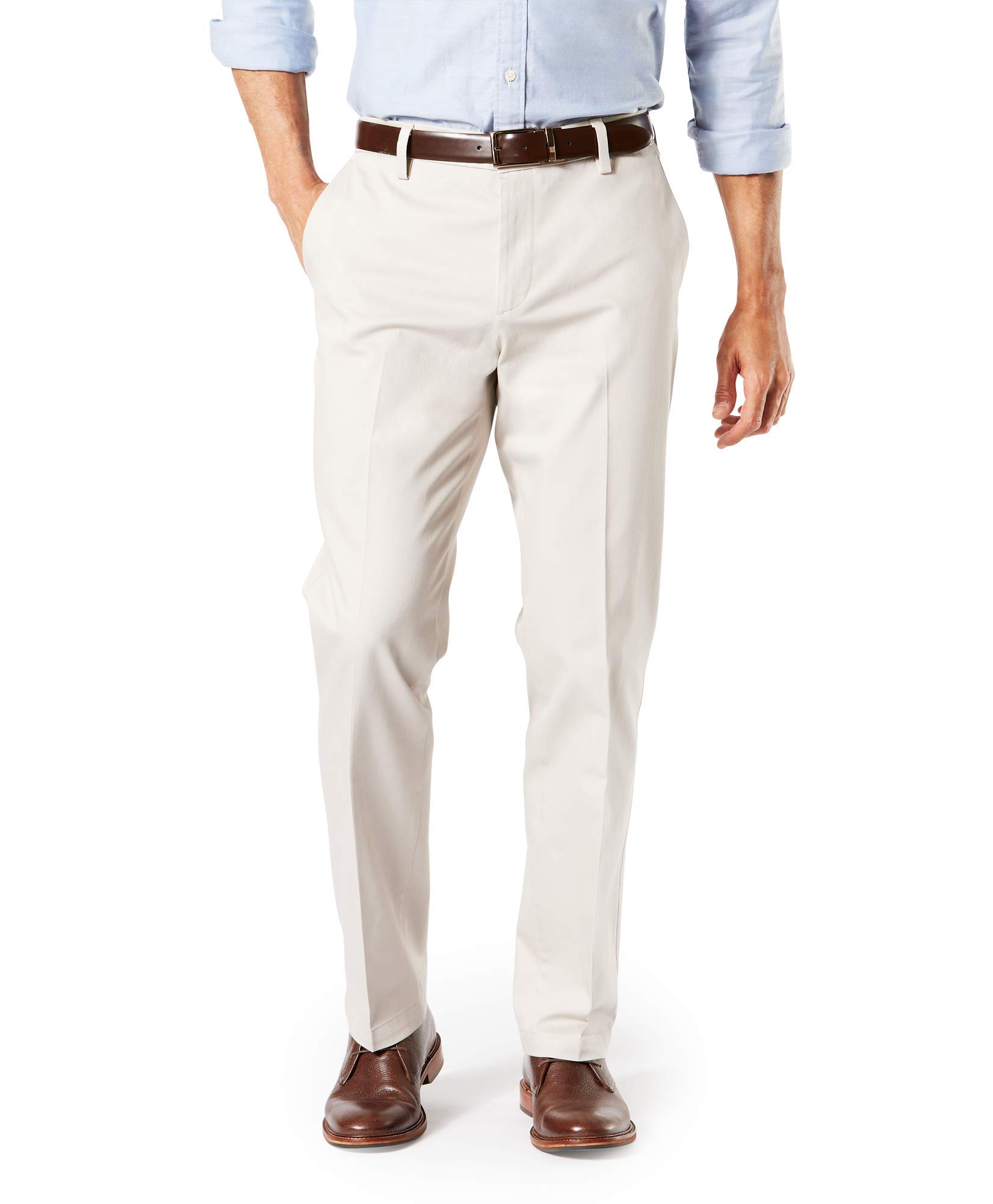 Photo 1 of Dockers Men's Straight Fit Signature Lux Cotton Stretch Khaki Pant-Creased 34W x 34L Cloud