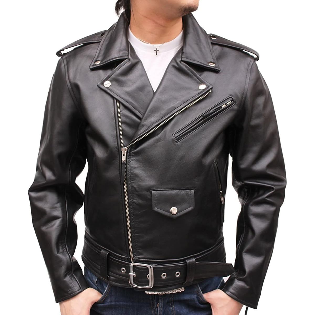 Amazon | [皮の但馬屋] 本革 ライダースジャケット メンズ