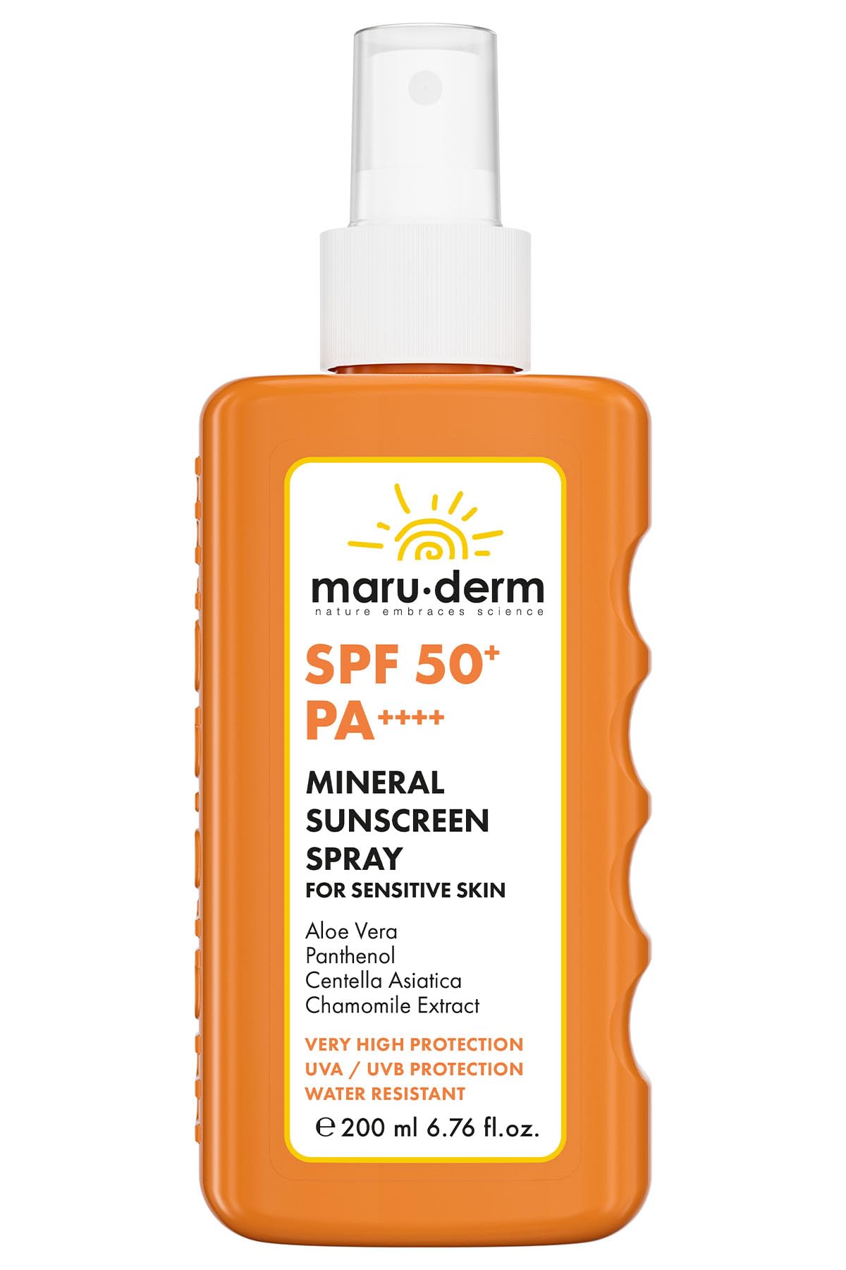Maru.Derm SPF 50+ Hassas Ciltler için Mineral Vücut Güneş Kremi Spreyi 200 ml