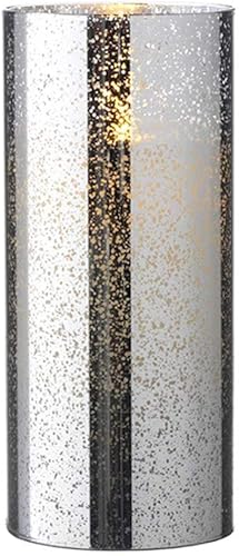 Liown 197538" Plata(Cristal de mercurio Pilar Vela LED de cera con temporizador