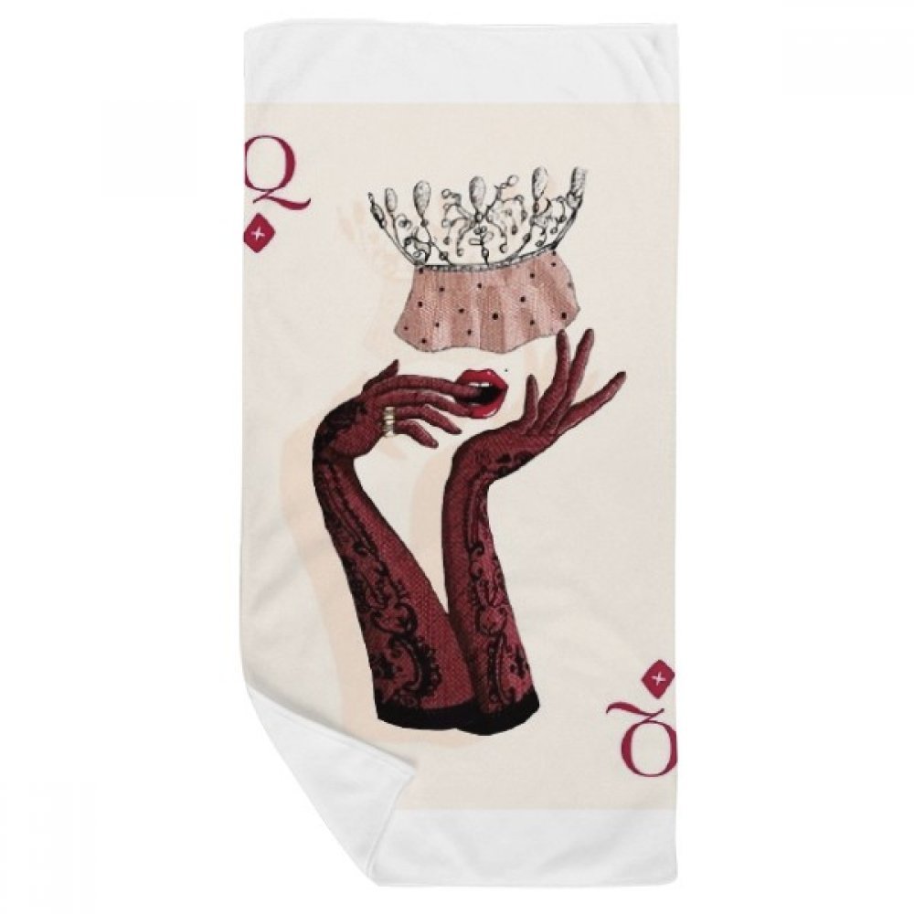Gant de toilette et serviette de bain multicolore motif Cartes à Jouer Diamant Q