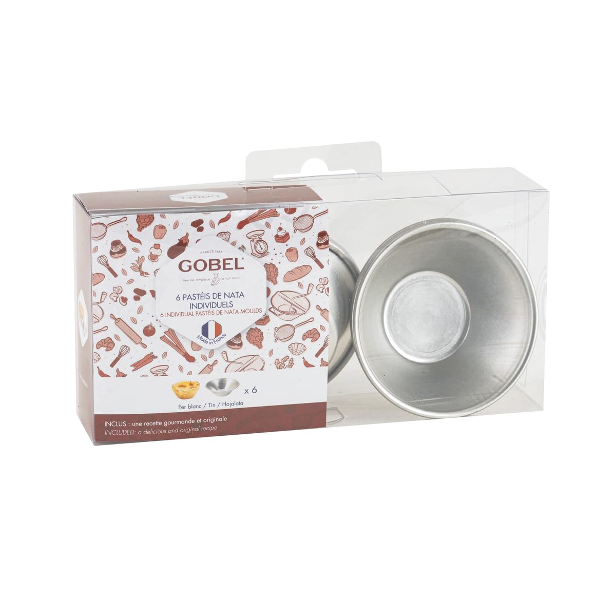 Lot de 6 moules Pastéis da Natas en fer blanc - Gobel