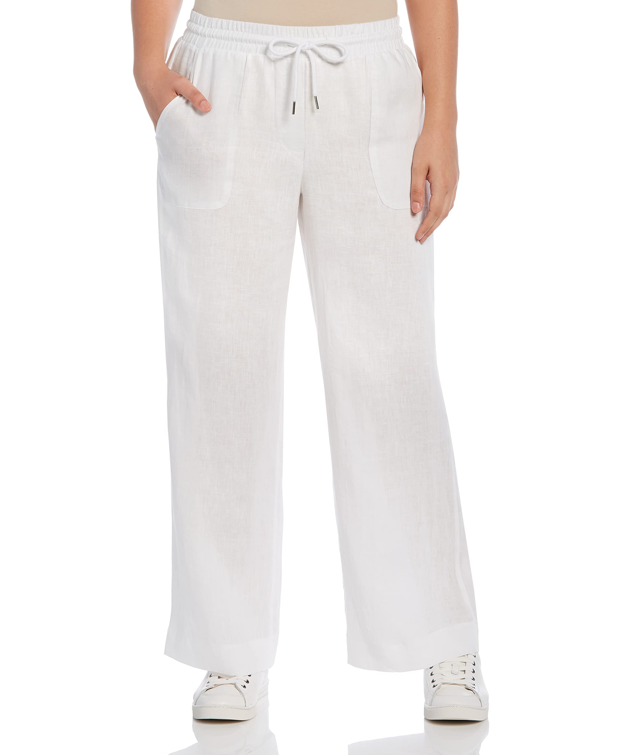 Rafaella Womens Wide Leg Drawstring Linen Pants