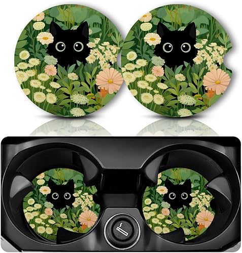 Posavasos de automóvil para portavasos de automóvil, tapete de goma antideslizante de 2.75 pulgadas con muesca para el dedo, paquete de 2 posavasos