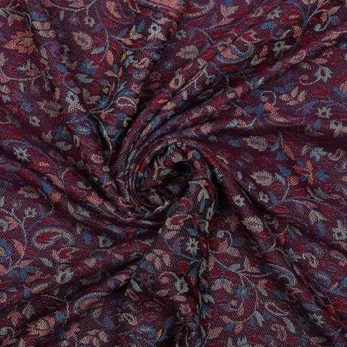 Image of EH Pashmina Stole, Reversible Jamawar weave in beautiful paisley & floral, very soft MODAL fabric, all season Stole, Scarf, Wrap.