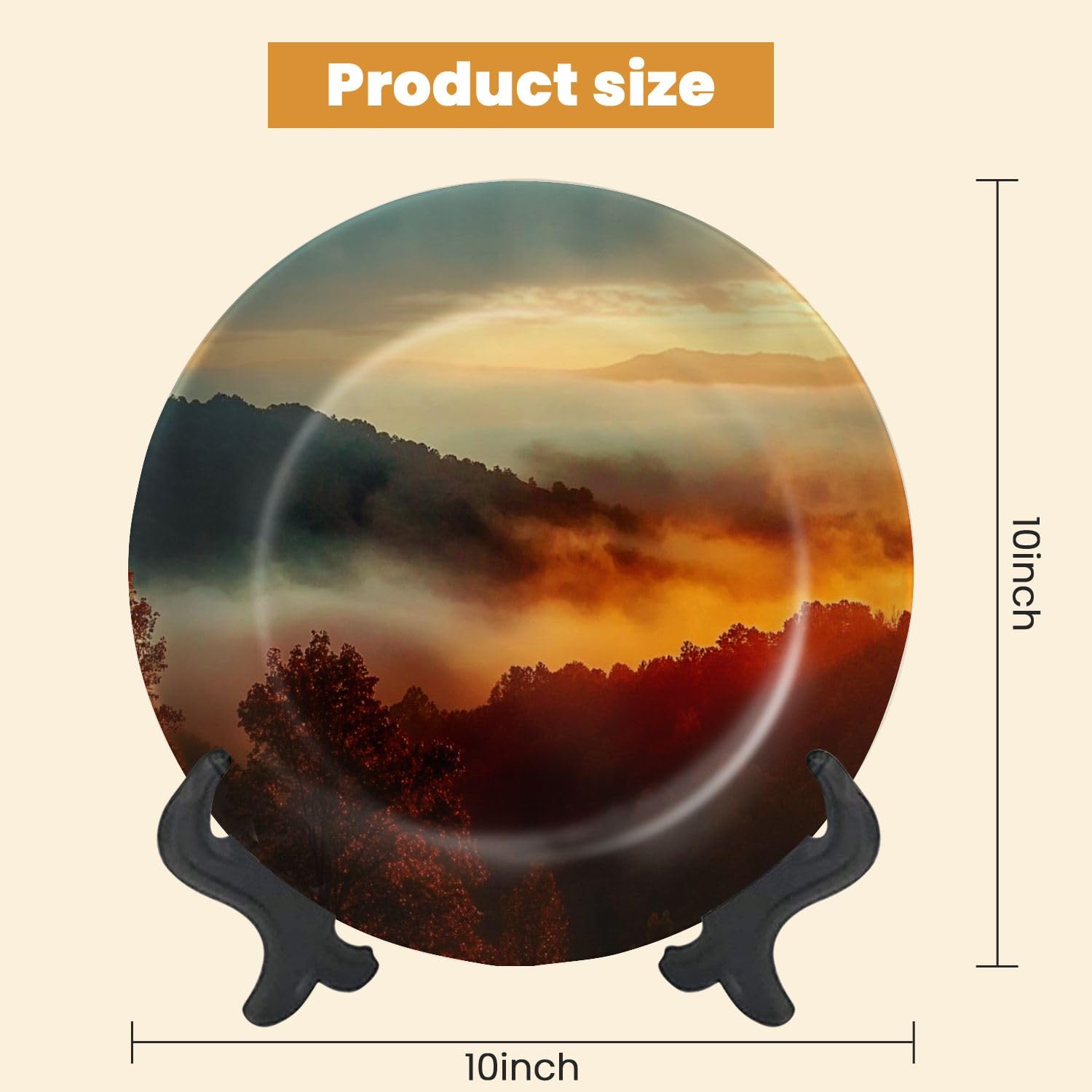 Decorative Plates for Display Mountain Morning Gift Plates Ceramic Collections Plates Hanging Artwork for Living Dining Room Kitchen Souvenir