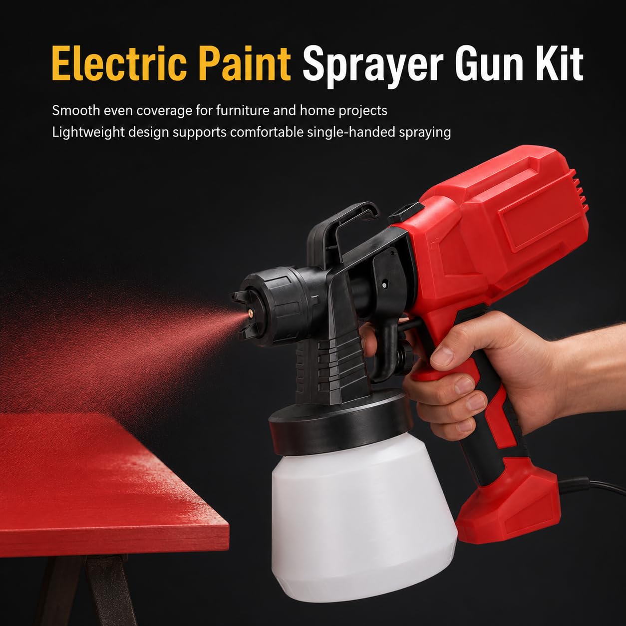 Zestaw Elektryczny Pistolet do Malowania, Pojemność 800 ml, Lekka,Przenośna