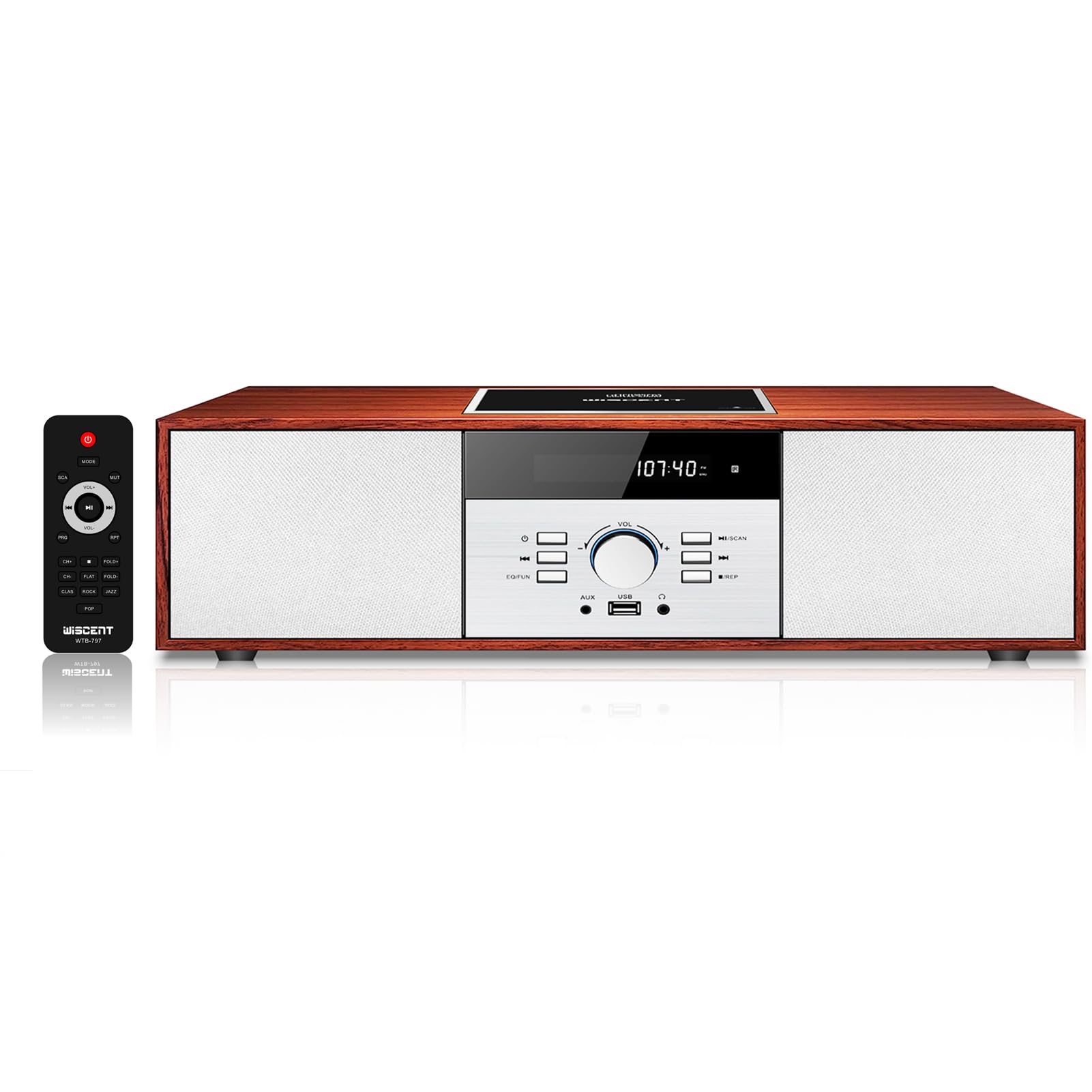CDプレーヤー ミニコンポ WTB-797 【新品未使用】WISCENT レトロ HiFi ビンテージスタイル CDプレーヤー ミニコンポ・セットコンポ ラジオ・コンポ