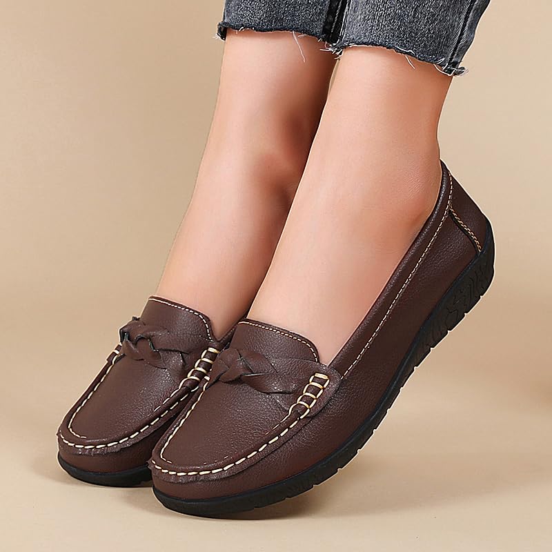 Image of Women Loafers Flexible Breathable Slip-On Comfortable Sole Low Wedge Loafers for Women Ladies Shoes for Walking