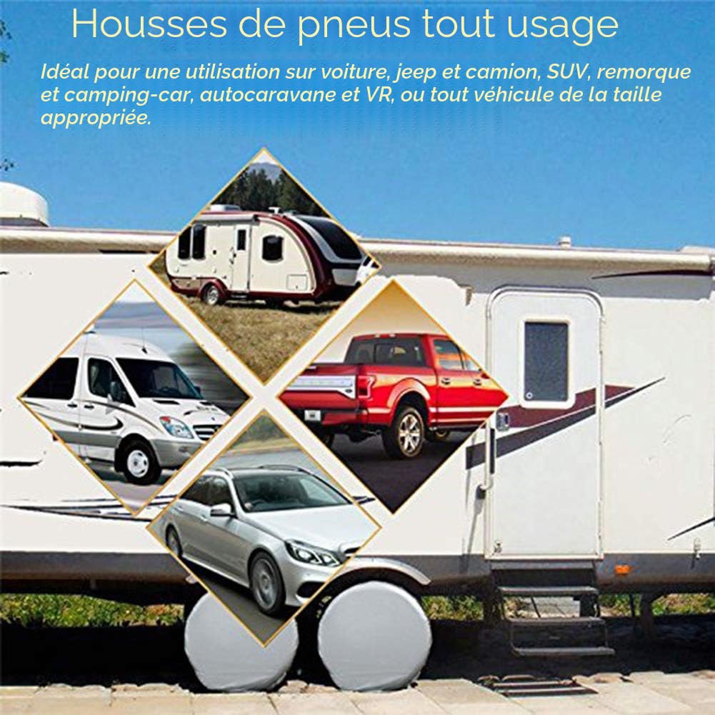 Lot de 4 Housses de Pneu pour remorque, Camping-Car, Voiture, Camion, Camping-Car