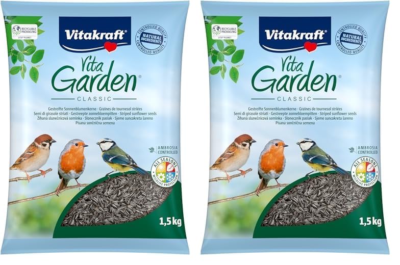 VITAKRAFT - Vita Garden - Alimentation Complète pour Oiseaux Extérieurs - Graines de Tournesol Strié - Format 1,5kg (Lot de 2)