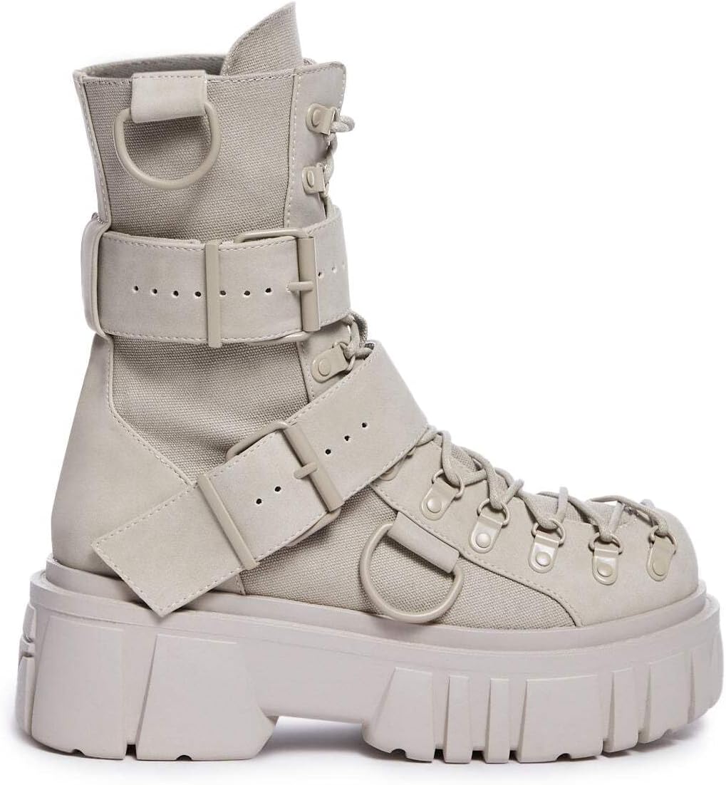 Dolls Kill Low Traitor Boots by Club Exx – Chunky Vegan Leather Boots with Buckles, D-Rings & Side Zipper