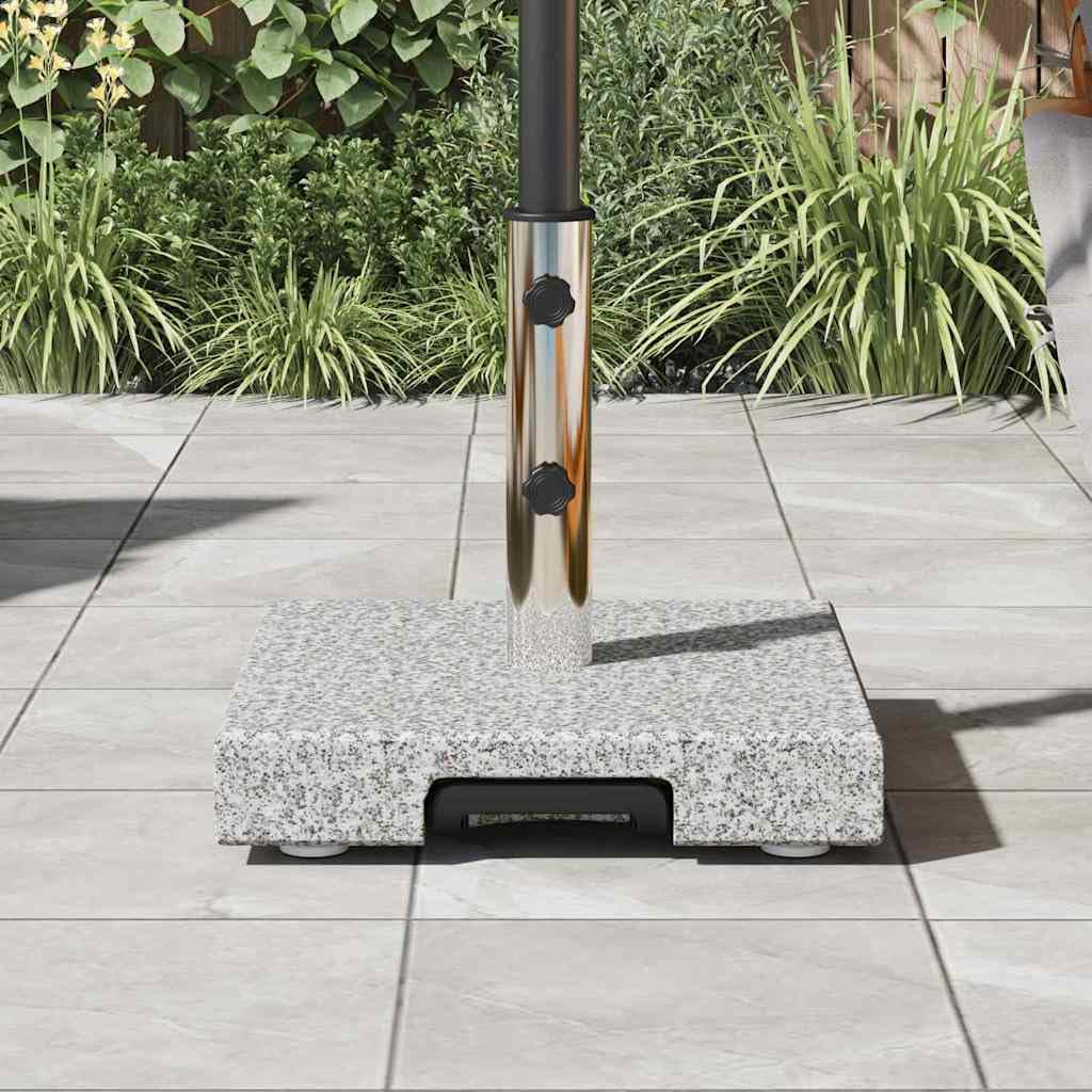 Pied de Parasol en Granit Gris 41 x 41 x 37 cm, Socle Stable avec roulettes, Support Lourd pour Parasol Droit ou déporté, Jardin terrasse Balcon Piscine Patio