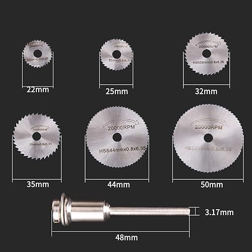 Miniatura 2 de QISF Juego de hojas de sierra HSS, 16 piezas, herramienta rotativa, mandril de hoja de sierra circular, vástago de 1/8 pulgadas (0.125 in) y 1/4