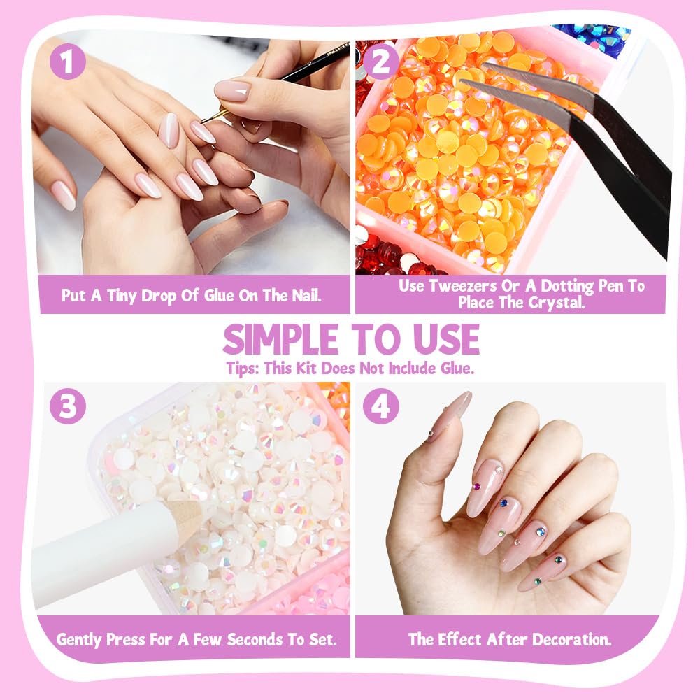 32000 Piezas Brillantes para La Cara, 3mm Gemas Redondas, 42 Colores Diamantes para Manualidades, Pegatinas Cara Brillantes Festival con Lápiz de Cera y Pinzas, para Nail, Facial, DIY — view 4