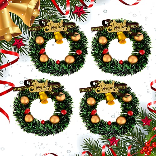 cobee Puppenhaus Miniatur Weihnachtskränze mit Glocken, 4 STÜCKE...