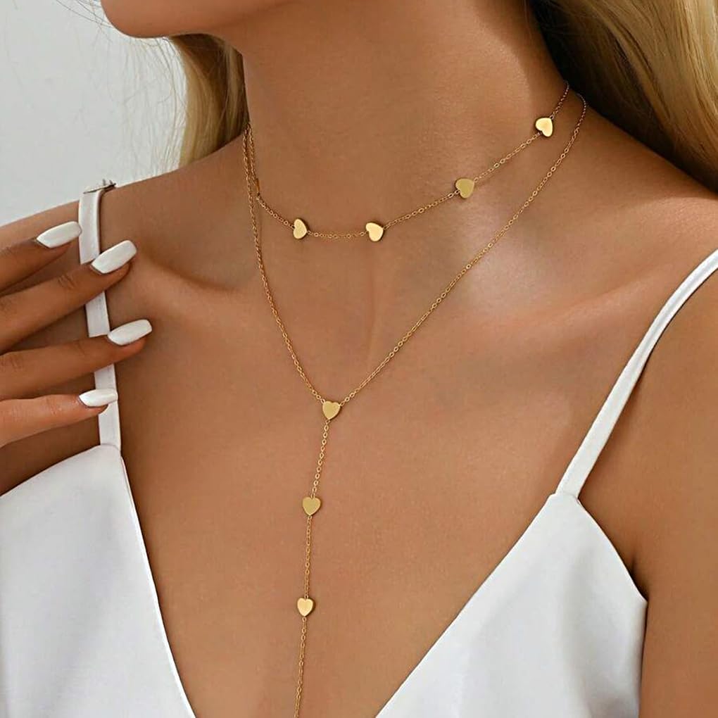Long Gold Lariat Necklace for Women Dainty Heart Pendent Layered Necklaces Charm Stackable Y Necklace Set Trendy Everyday Necklace Party Jewelry - Image 4