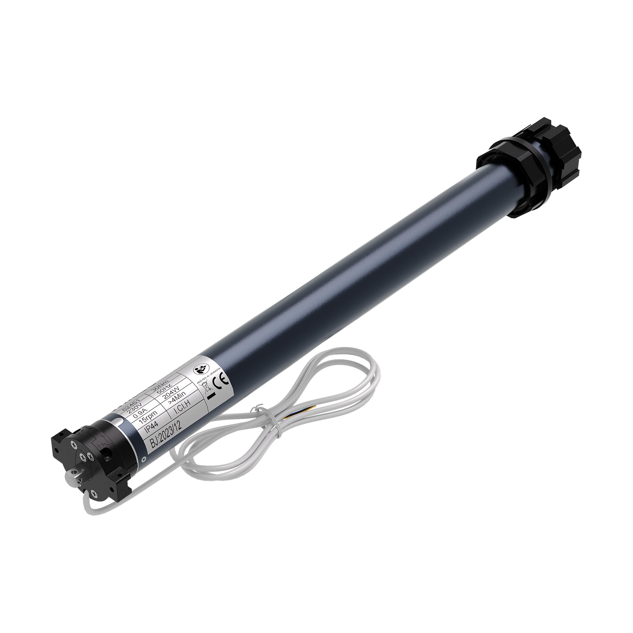Wiltec Moteur de volet roulant – 204 W / 30 Nm – pour arbres SW60 – avec Contact de fin de course mécanique & Indice de protection IP44 – Motorisation Commande stores vénitiens