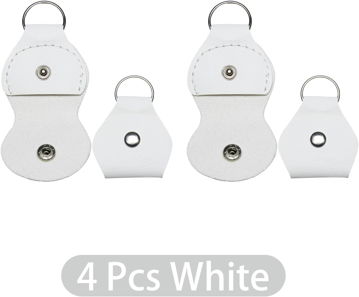 CashBeat 4 Pack Guitar Pick Holder Keychain, PU Leather Pick Case, White image 3