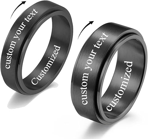 Anillos de promesa a juego personalizados para parejas, anillos de ansiedad, anillos giratorios, anillos para parejas para él y su conjunto, anillos