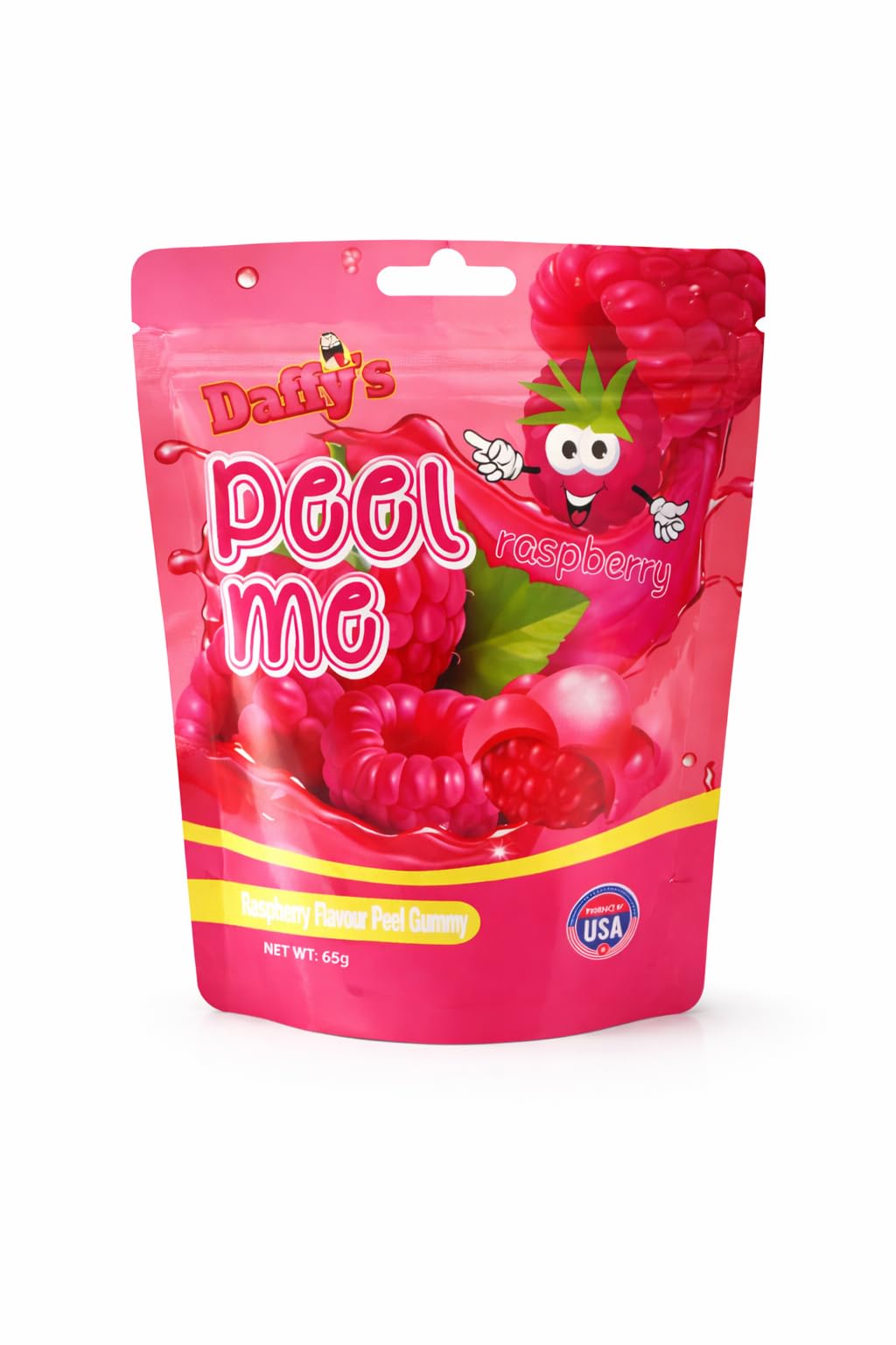 Daffy's Peel Me Mango Flavour Peel Gummy Candy peeling sweets real fruit juice, 65g (RASPBERRY)