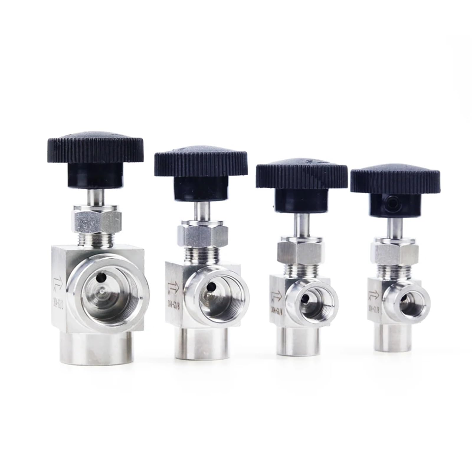 2 uds 1/8 "1/4" 3/8 "1/2" hilo femenino 304 Control de Flujo ajustable de acero inoxidable válvula de aguja de cierre ángulo recto agua Gas(3/8 inch,Straight Type)