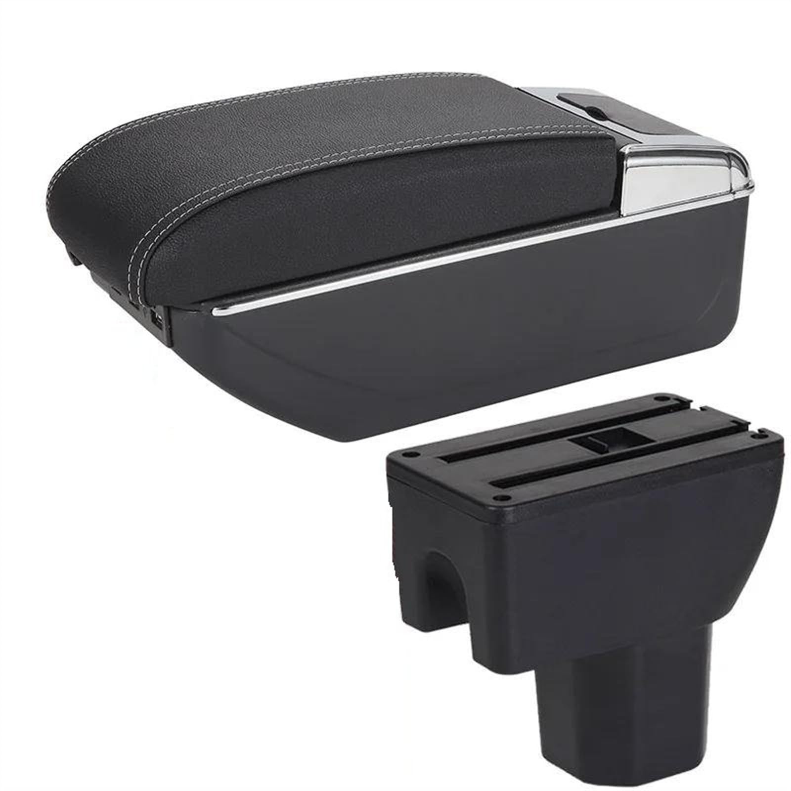 NOHEEU Car Center Console Storage Box Multifunctional Armrest Interior Accessories For IGNIS(B3 Black white 3USB)