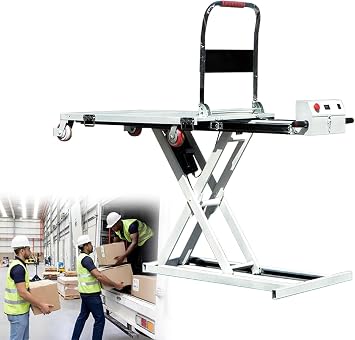 Hydraulic Lift Table Cart, Electric Single Scissor Lift Table with 4 Wheels, 660lbs Capacity, 41.3" Lifting Height, Electric Lifting Platform for Handling