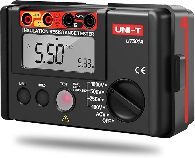 UNI-T UT501A Insulation Resistance Tester, Megger-Tester, Ground Resistance Voltage-Tester Megohmmeter Voltmeter + Backlight