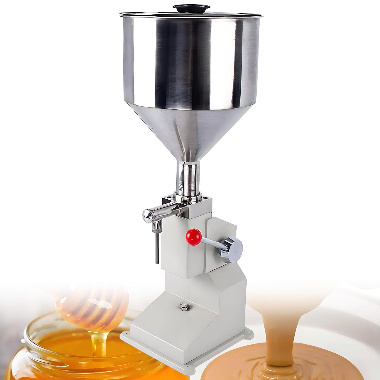 SHENGSHIYU Manual Paste Liquid Filling Machine 5-110ml Bottle Filler Adjustable Bottle Filling Machine Filler,10L Hopper, Filling Volume 5-110ml, Adjustable Precisely, 20-30 Cycles per Minute