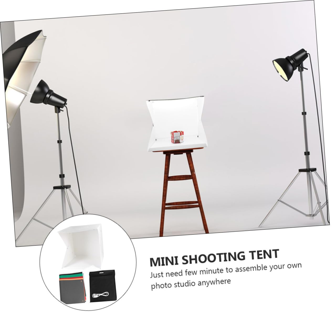TEHAUX Mini Boîte Photo Portable Fond Photographique Blanc en PVC et Polyester Tente de Photo Pliable 40cm Lumière LED Intégrée pour Gadgets et Chaussures