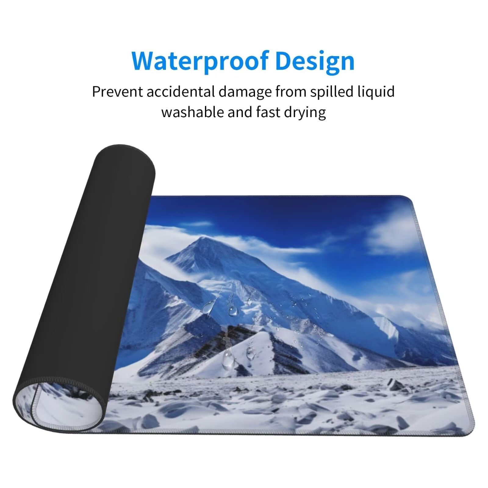 Alfombrilla de Ratón Gaming Grande XXL 1400x600x4mm con Bordes Cosidos, Tela Micro Tejido, Base Goma Antideslizante Mouse Pad, para Teclado Escritorio, PC, Oficina Montaña Nevada Campo de Nieve Y5616