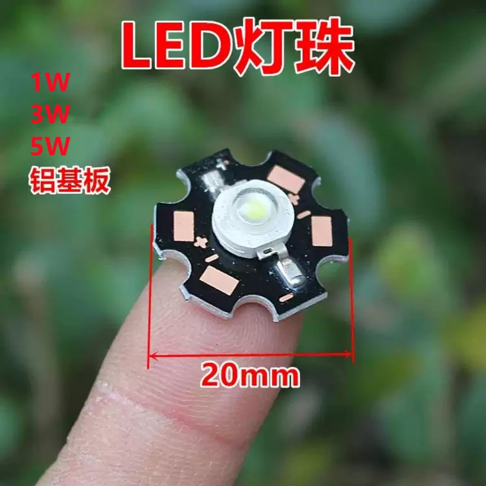 Emettitori LED ad alta potenza 3W con PCB in alluminio da 20mm-Lampadine fai-da-te ultra-luminose per torce,riflettori e luci a soffitto (50 pezzi / 3W-Verde 520NM)