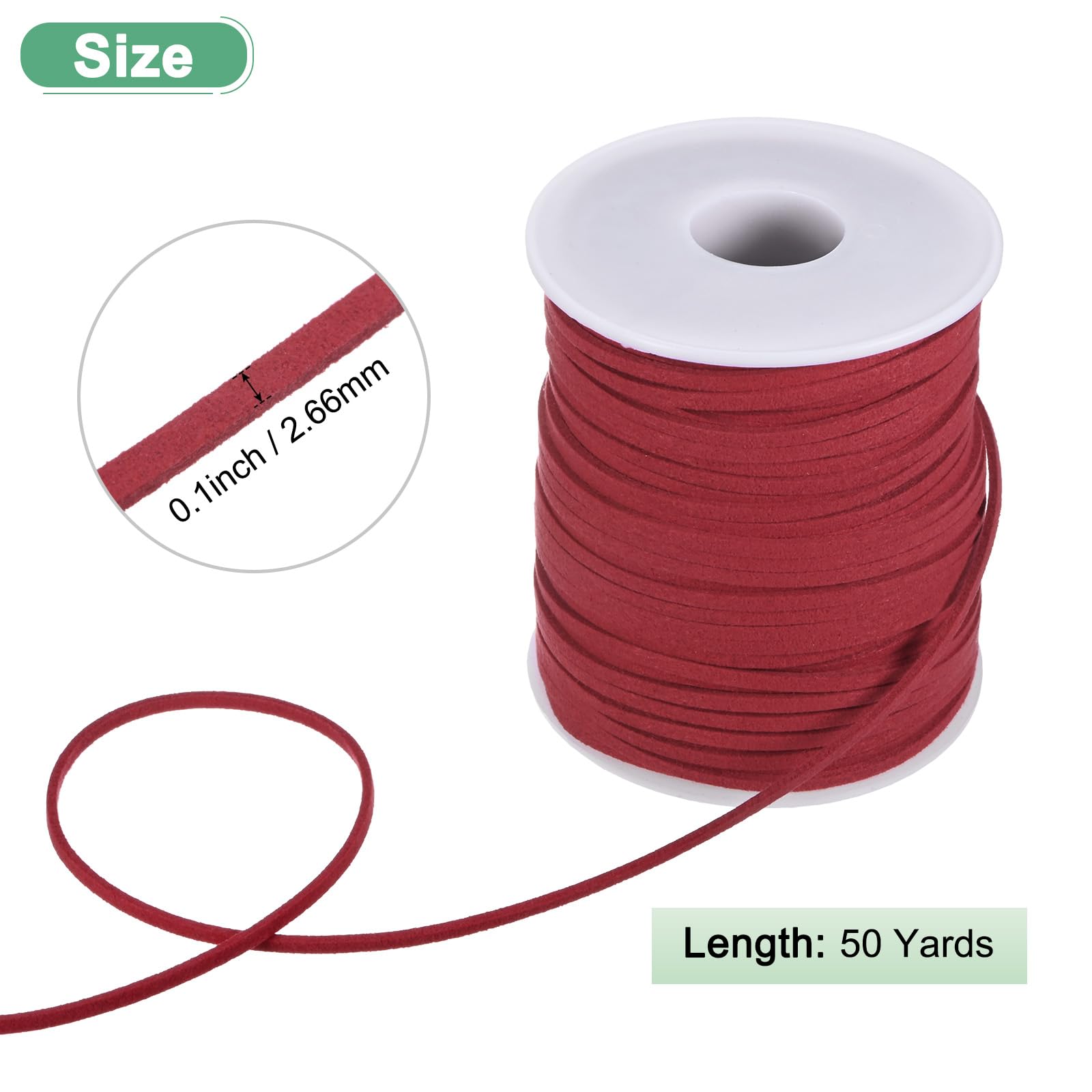 M METERXITY Faux Suede Leather Cord, 50 Yards 2.6mm Flat Suede Leather Lace, Faux Leather Cord - Image 3