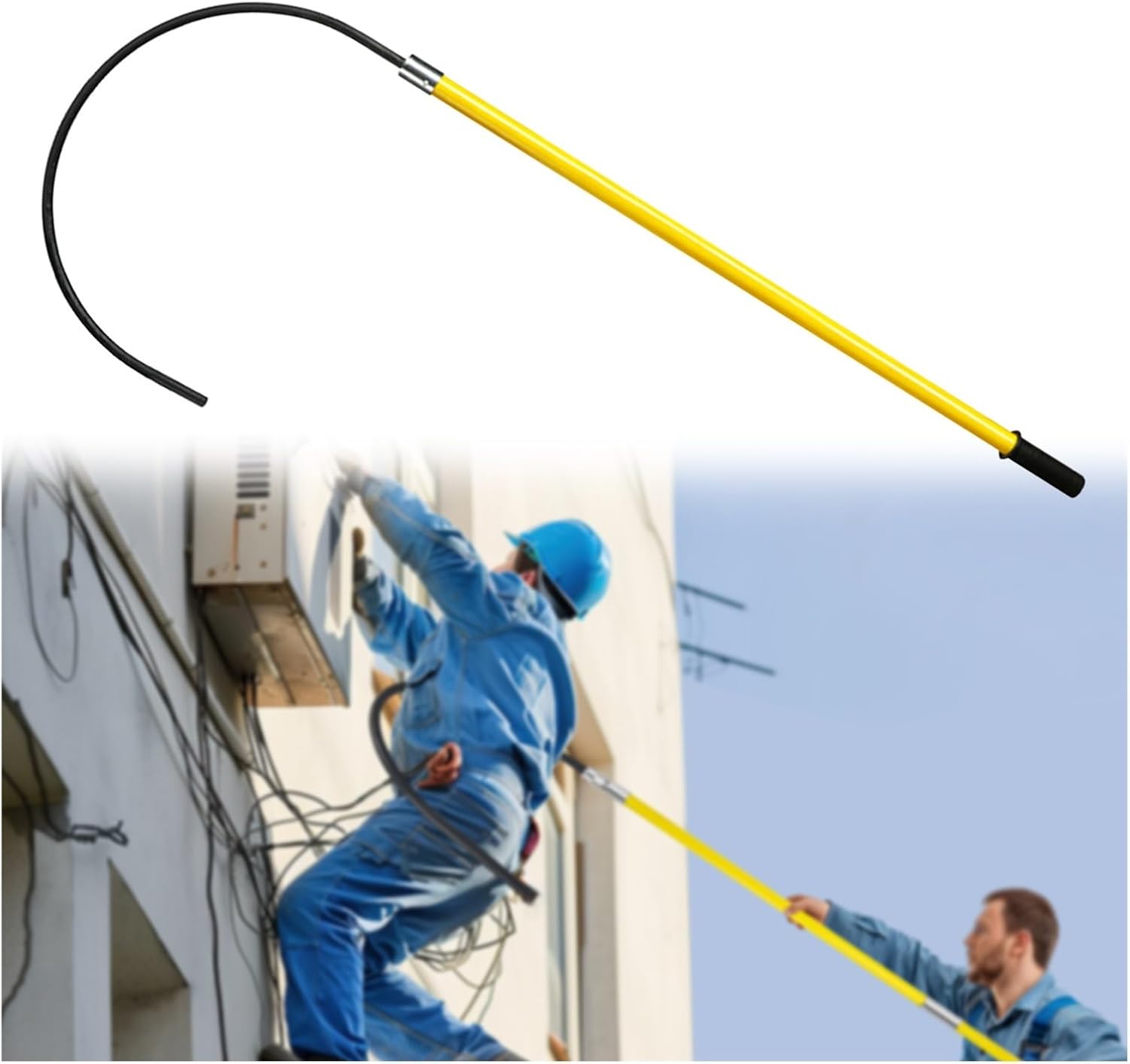 High Voltage Rescue Hook Electrical Safety Yellow Insulated Rescue Hook Electrical Safety Pole, High Voltage Lifeguard Rescue Pull Bar 20 Inches Opening, Commercial Public Emergency Protective Equipme