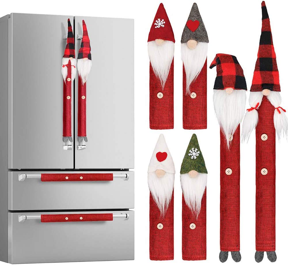 Christmas Ornaments Handle Covers, 8Pcs Appliance Handle Covers for Christmas Kitchen Christmas Holiday Decor Microwave Oven Dishwasher Fridge Door Handle Covers.