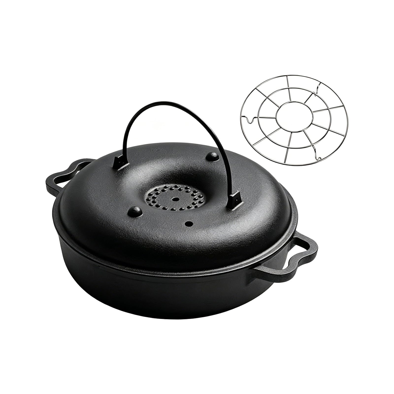 NMFLAB Cast Iron Cookware Skillets Roaster Pan for Roasting Vegetables Meats Garlic Potatoes for Outdoor Indoor Cooking Use Sweet Potato Roaster