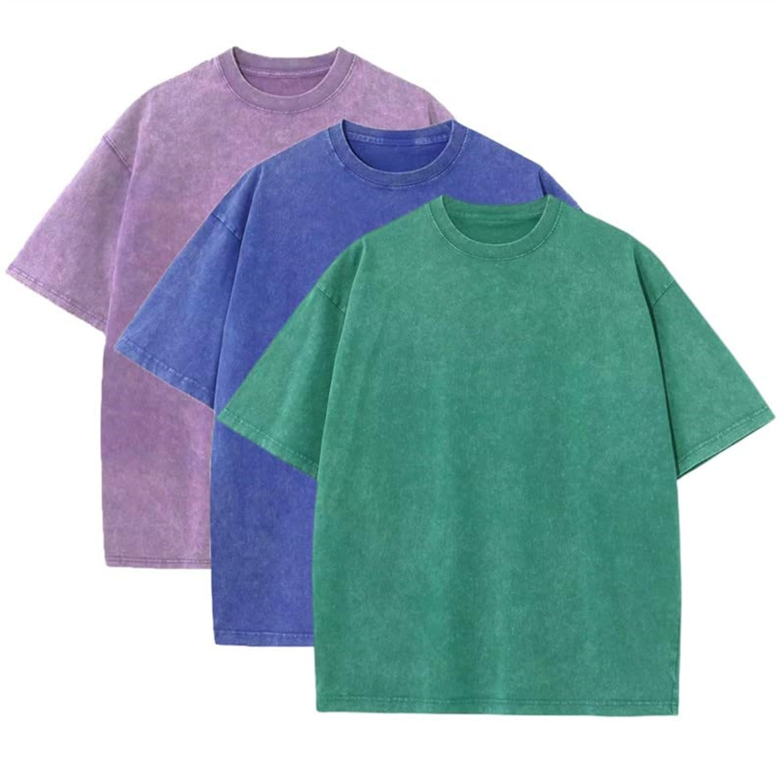 Camisetas básicas para hombre, 3 piezas, manga corta, verano, algodón, cuello redondo, corte regular, 3 piezas, camiseta de verano de manga corta para hombre, camiseta deportiva de gimnasio, ropa