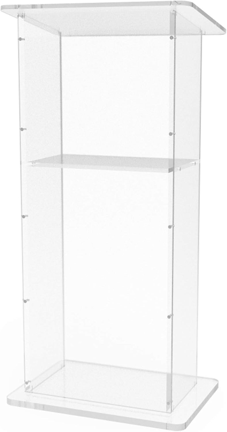 FixtureDisplays® Clear Acrylic Lucite Podium Pulpit Lectern 45" Tall 1803-2 : Church Podium : Office Products