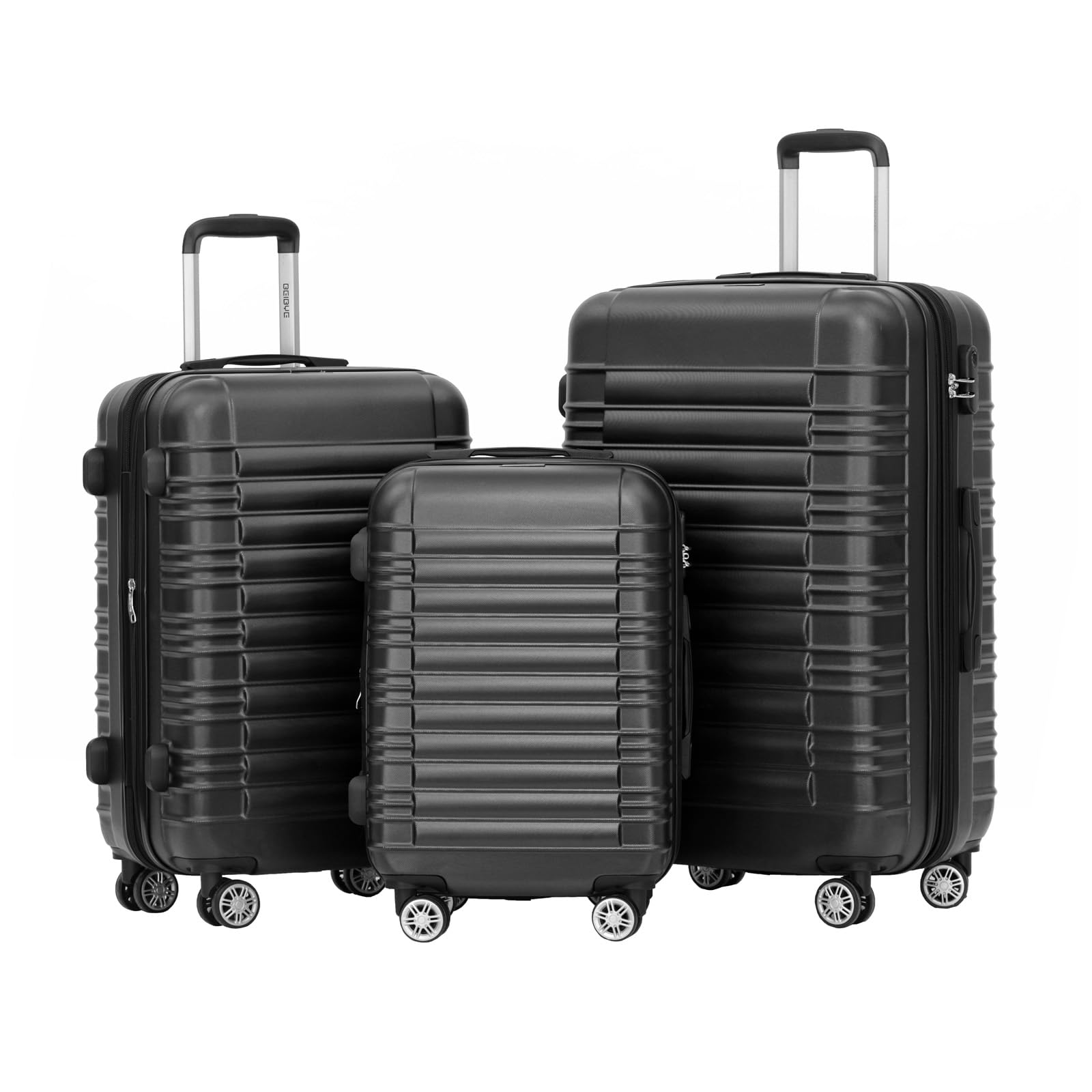BEIBYE 2088 Hartschalenkoffer aus ABS mit 4 Zwillingsrollen, Reisekoffer Trolley mit Zahlenschloss und Teleskopgriff, Erweiterbarer Koffer M L XL oder Kofferset, Handgepäck 55 cm