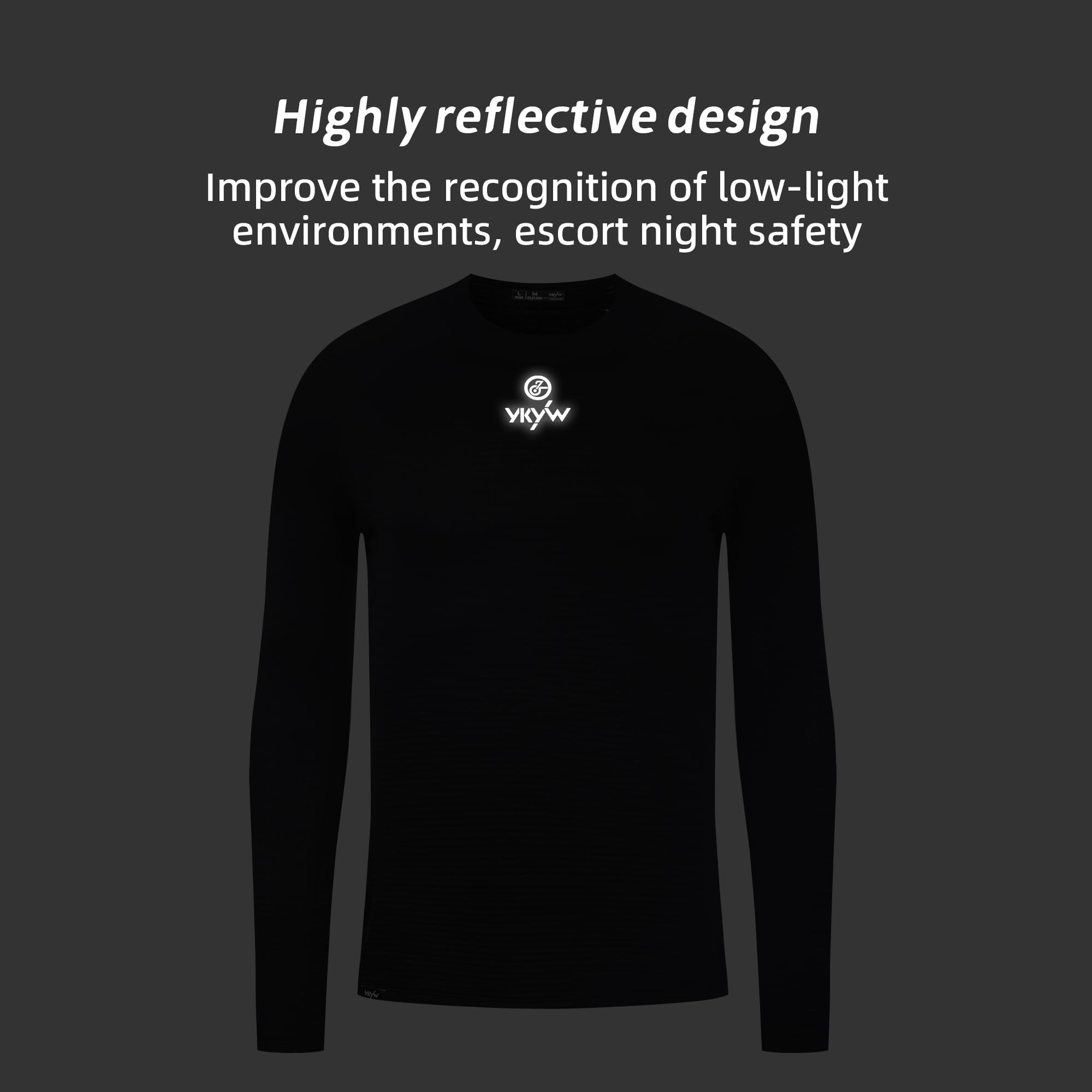 YKYWBIKE Thermo-Langarm-Shirt für Herren, feuchtigkeitsableitendes Kompressions-Fleece, Radunterhemd, Rollkragen, Herbst und Winter