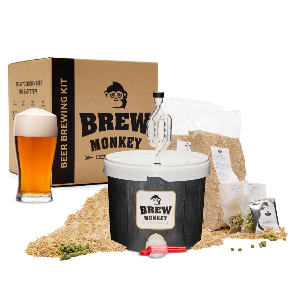 Brew Monkey® Kit de Elaboración de Cerveza IPA | Kit Básico de 5 Litros | 5.7% Vol. | Kit Para Hacer Cerveza | Kit Cerveza Artesanal | Regalos Originales para Hombre | Regalo Navidad Hombre