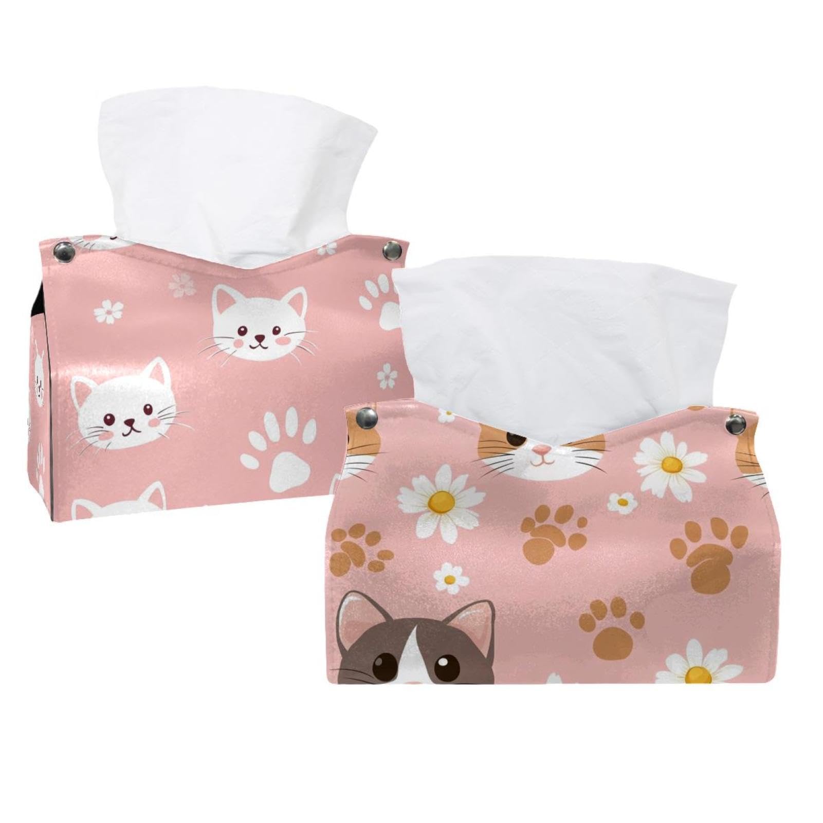 Boîte à mouchoirs chaton cadeau idéal pour amoureux des animaux en lot de 2