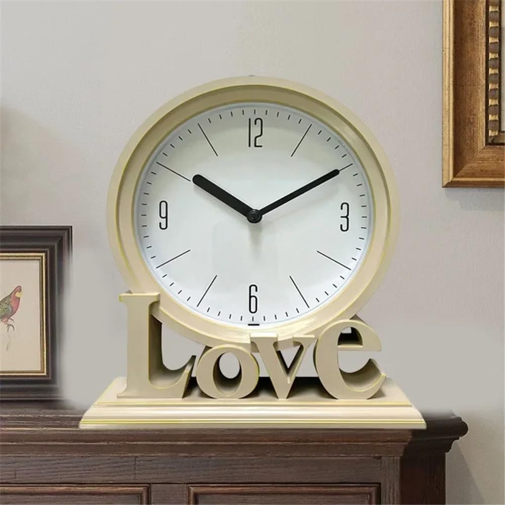 Chambre Horloge de Bureau rétro, Petit réveil, silencieuse, décoration Chambre à Coucher, Salon, Maison, Chevet Maison(Blanc)
