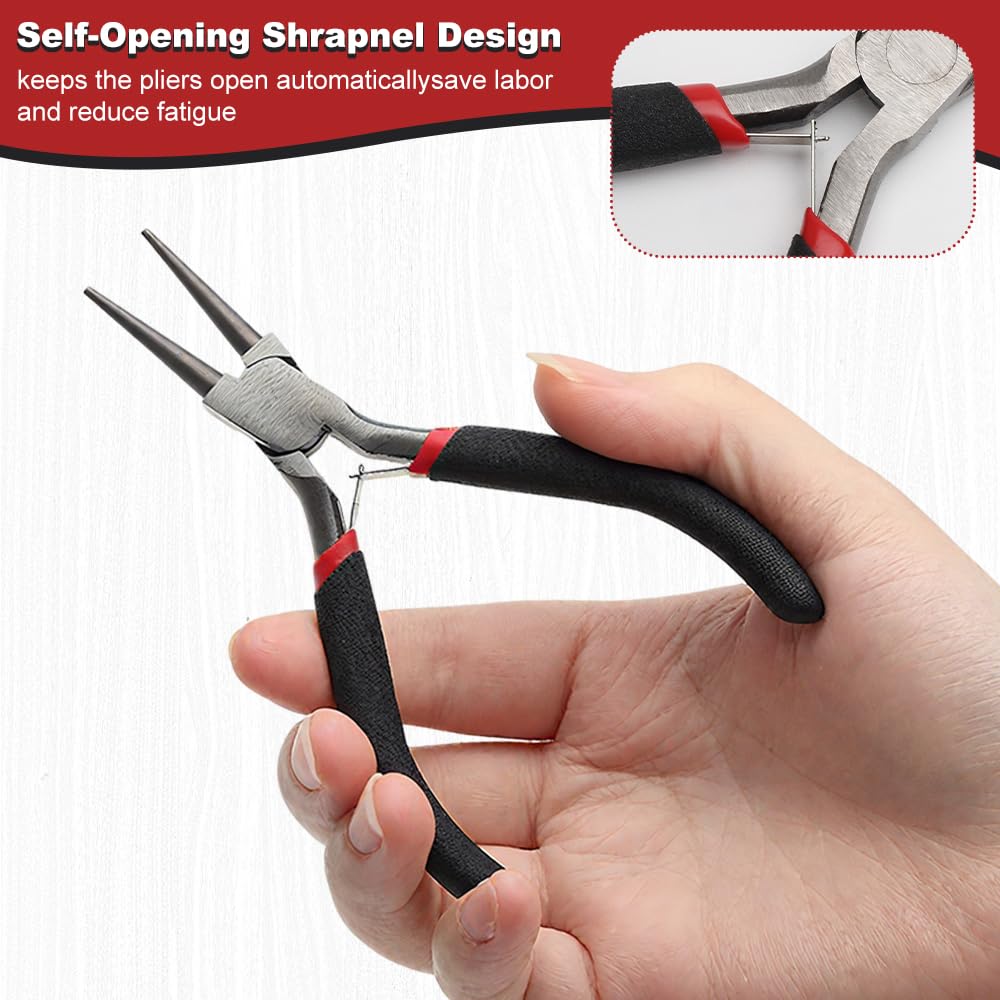 5 Pezzi Pinze Per Gioielli Pinze Per Gioielli Kit Pinze Per Fare Gioielli Professionali Strumento Per Gioielli Fai Da Te Con Perline Di Naso Rotonde - Foto 8